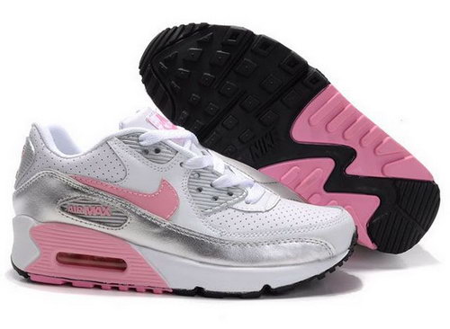 Nike Air Max 90 Womenss Shoes Wholesale White Pink Sliver Clearance